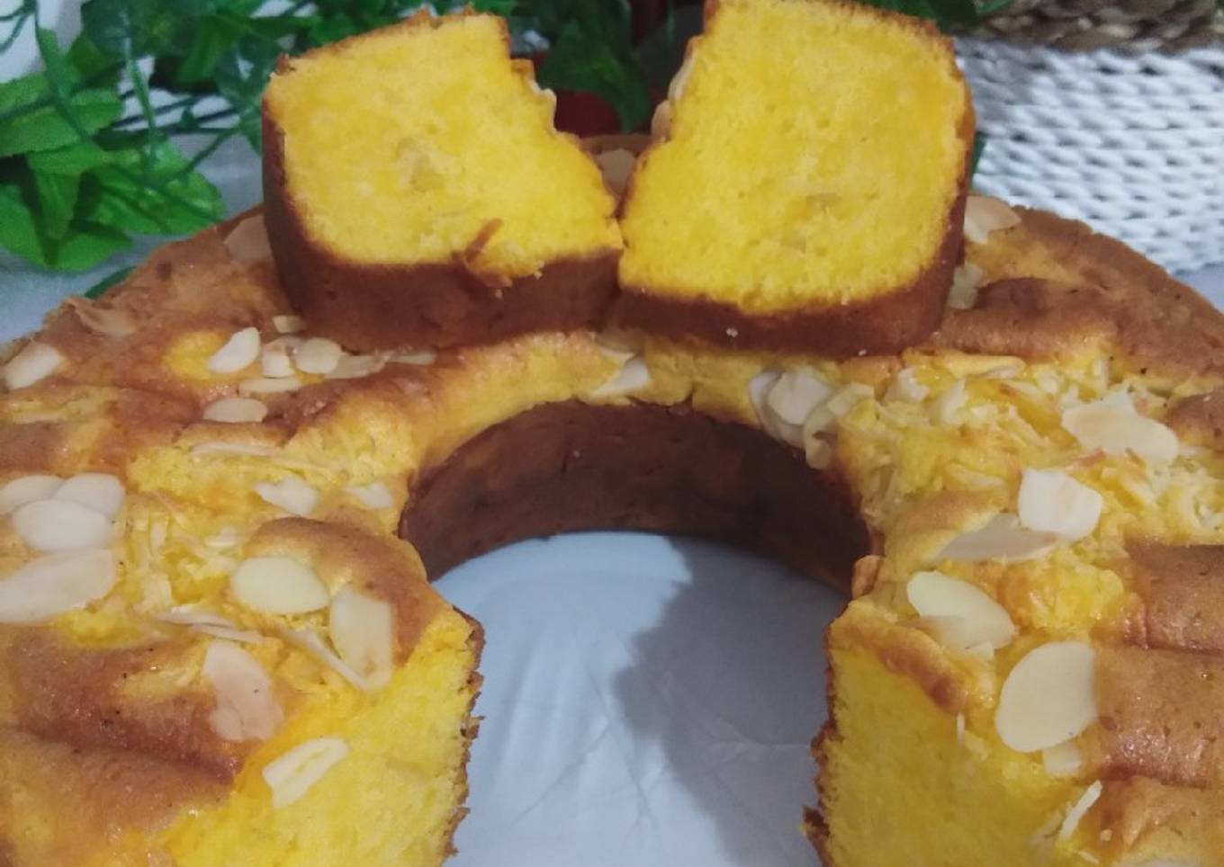 Cake Cheese Almond Full Kuning Telur (No Sp/Tbm/Soda/Bakpow)