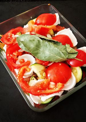 Une photo de Mon petit gratin chèvre, tomate,courgette