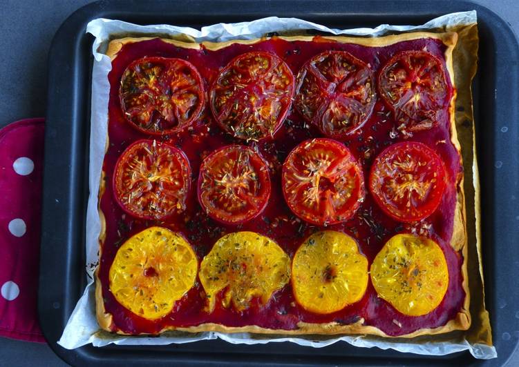 La façon simple de faire des recettes Tarte aux tomates colorées à la maison