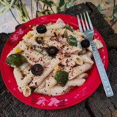 A picture of White Sauce Pasta.