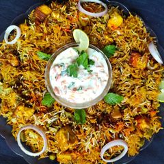 Paneer Biryani in pressure cooker A picture of Paneer Biryani in pressure cooker.