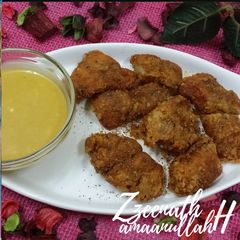 A picture of Lahori Fried Fish with Honey Mustard Dip.