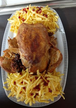 عکسی از دستور مرغ شکم پر
