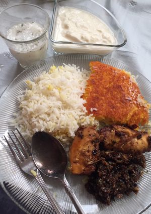 عکسی از دستور مرغ شكم پر