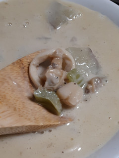 A picture of Dairy Free New England Seafood Chowder.