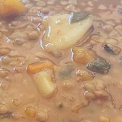 Una foto de Lentejas viudas solo con verduras