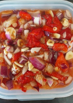 Una foto de Ensalada de pimientos y bacalao