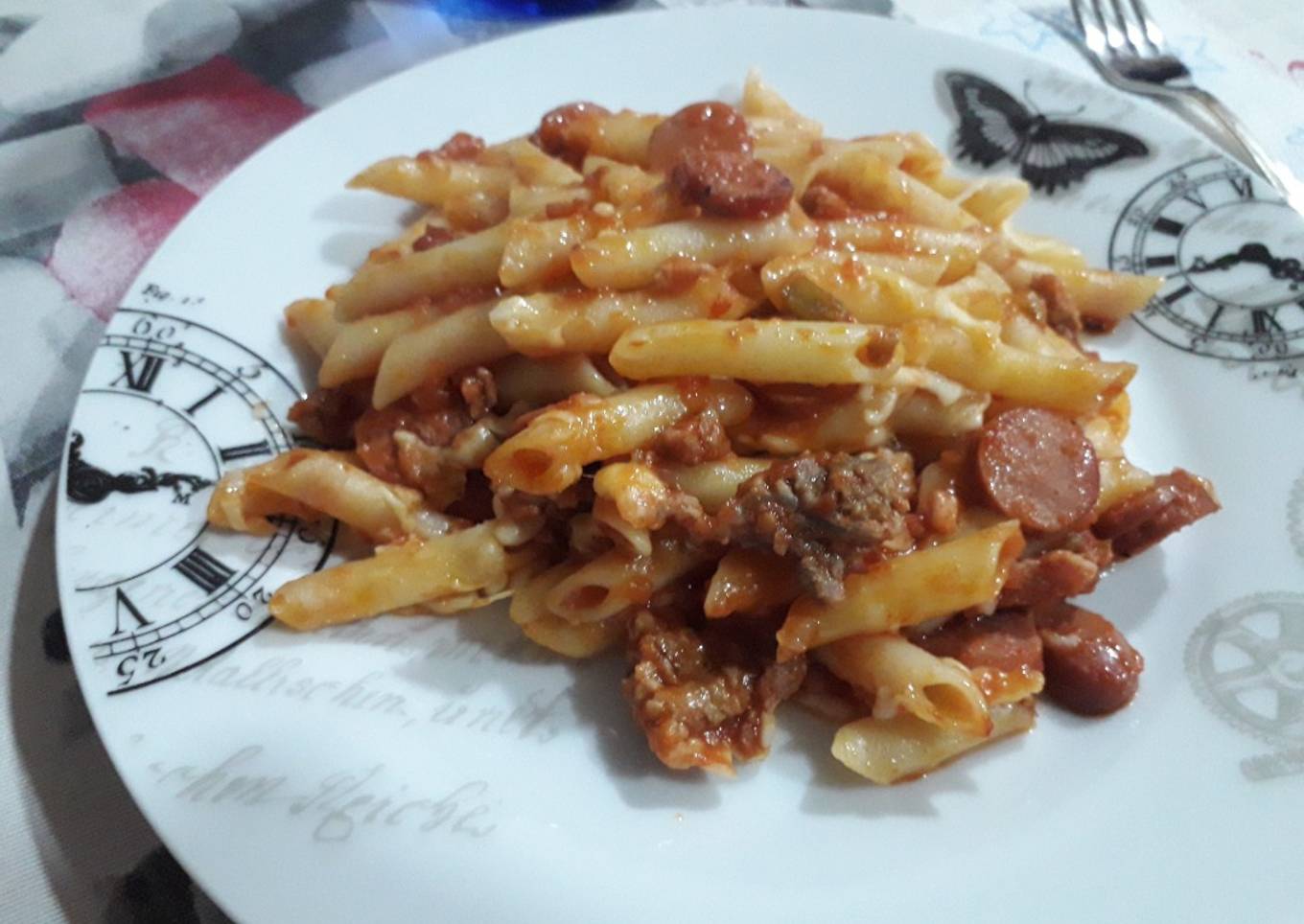 Macarrones con carne picada y queso