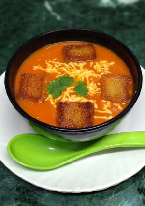 A picture of Tomato Carrot Soup.