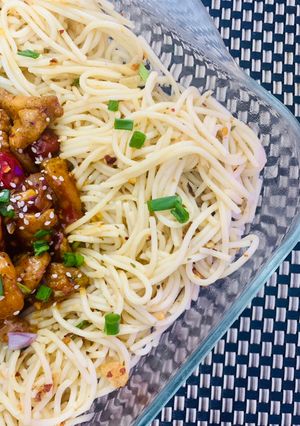 A picture of Aglio olio pasta.