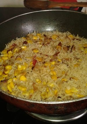 A picture of Sweet corn biryani.