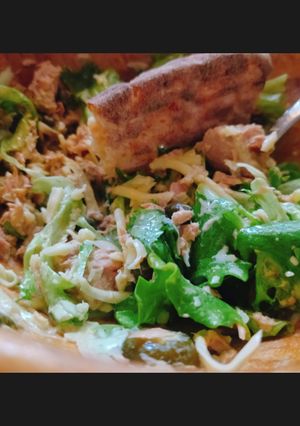 A picture of Tuna Salad with Avocado-Lime-Lemon Dressing & Jalapeños 🥑🍋.