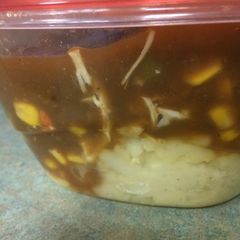 A picture of Thanksgiving turkey dinner bowl.