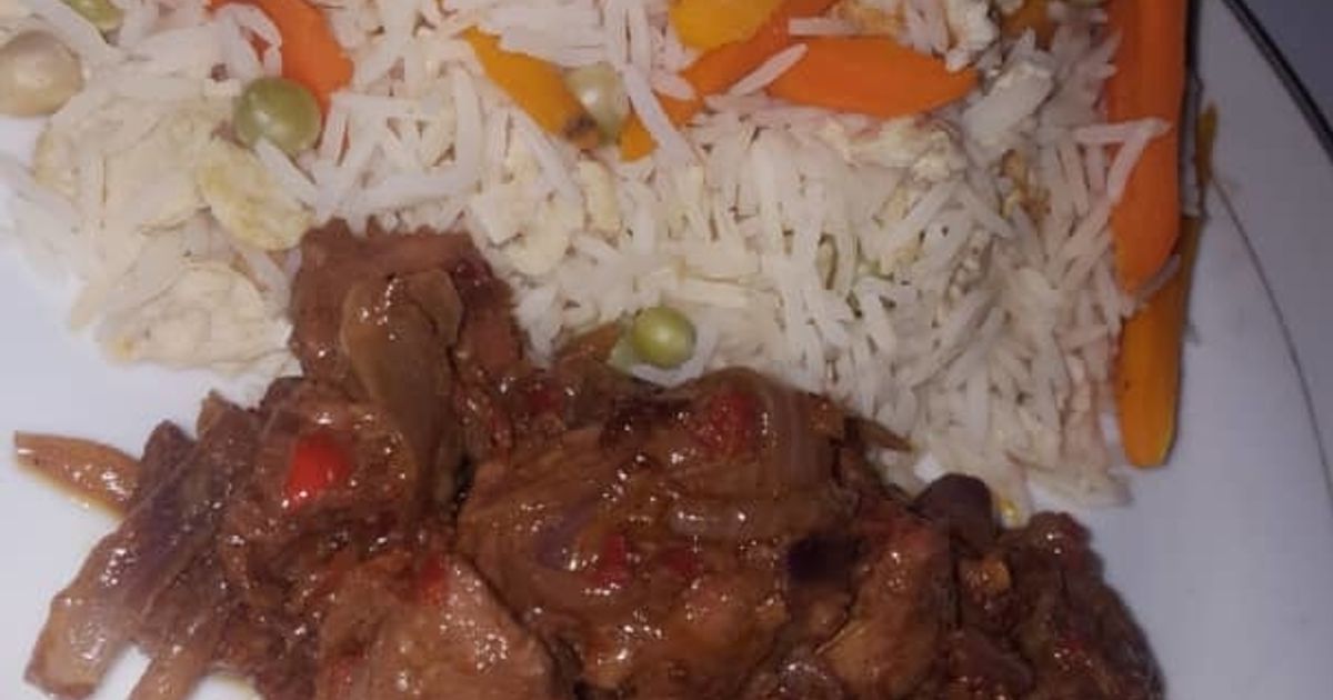 Savor delicious vegetable stew with white rice