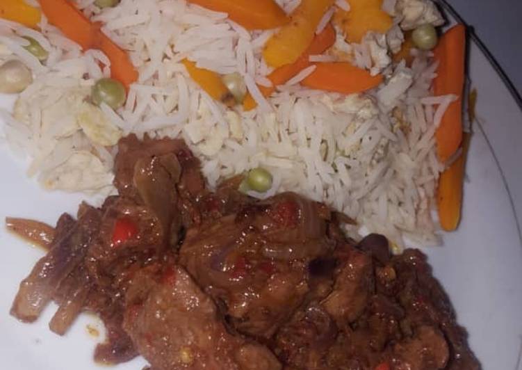 Step-by-Step Guide to Make Ultimate White rice with veggies and stew