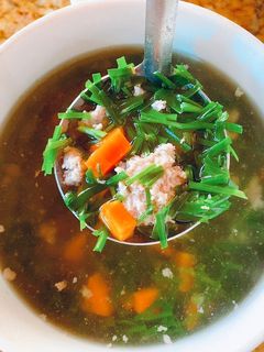 Hình của món Canh hẹ thịt bằm.