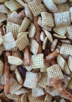 A picture of Chex Mix the gluten free version.