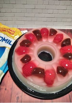 Foto resep Puding strawberry lapis susu