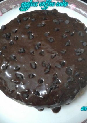 A picture of Eggless coffee cake in 4 min.