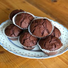 A picture of Dark chocolate and beetroot muffins 🍫.