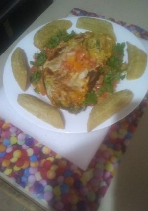 Una foto de Soufflé horneado de pollo con 7 vegetales