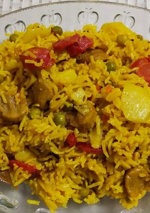A picture of Veg yellow pulao.