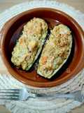 Berenjena gratinada con solomillo y salsa de verduras trufada