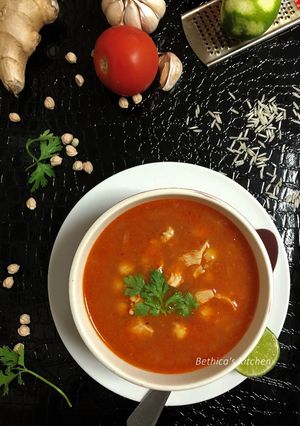 A picture of Moroccan Chickpea - Chicken Soup.