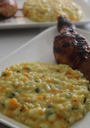 Une photo de Risotto aux courgettes et carottes