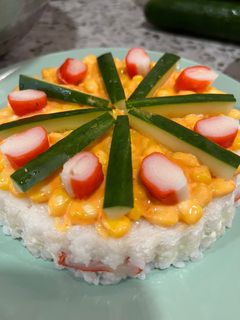 Foto resep Sushi cake 🎂 crab stick & Jagung mayo