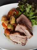Colita de cuadril, al horno, con vegetales..