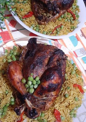صورة لوصفة دجاج مشوي محشي بالارز 🍗🍗