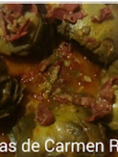 Una foto de Alcachofas en salsa con jamón