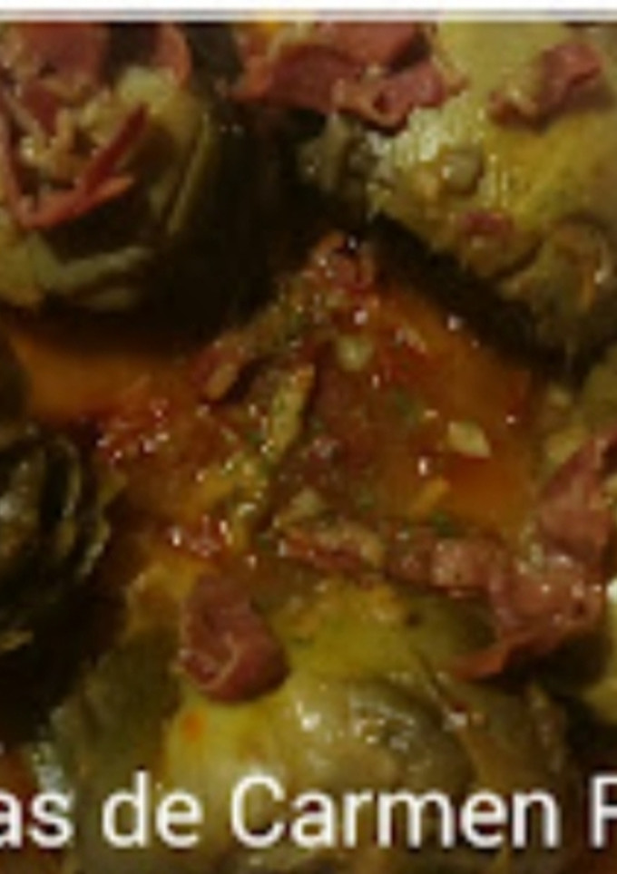 Una foto de Alcachofas en salsa con jamón