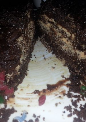 A picture of Moist Chocolaty Tutti Fruity Cake.