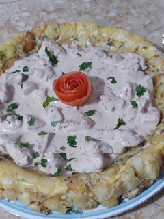صورة لوصفة غراتا بطاطا بالدجاج والكريمة