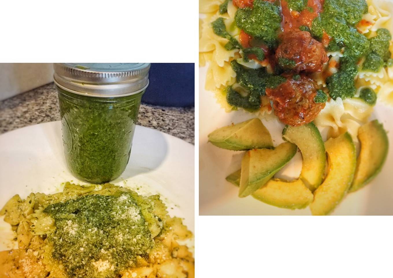 Salsa Pesto 💝 Albahaca 🌿 mi salsa preferida 😍 con pasta farfalle, sola o con albóndigas