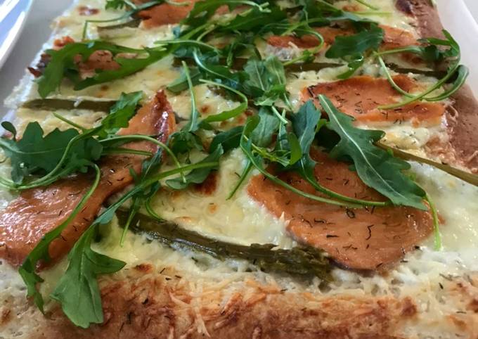 Le moyen le plus simple de Préparer Délicieux Pizza maison #healthy
saumon-asperges vertes 🌱