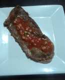 Carne asada en carbón o leña Tipo campirano y  salsa de carnitas a lo Mexicano el Geras. México
