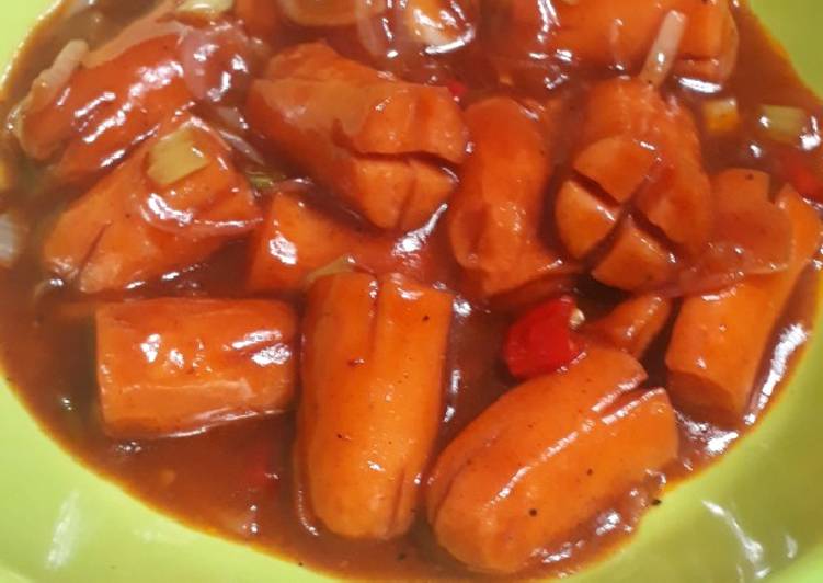 Resep Sosis Saus Barbeque Pedas 😋 Oleh Dapur Umi Aisyah 