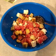 A picture of Watermelon and feta salad.