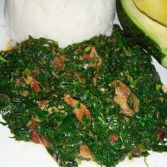 A picture of Beef greens mix.