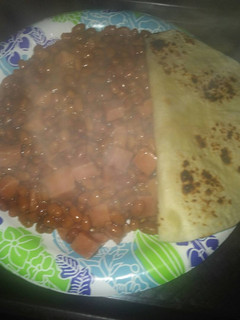 A picture of Bacon Spam and Beans.