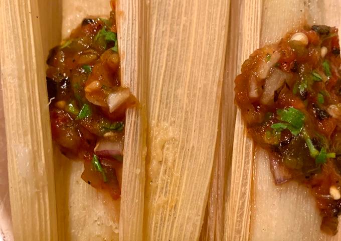 Steps to Prepare Quick Cheese and Poblano Tamale