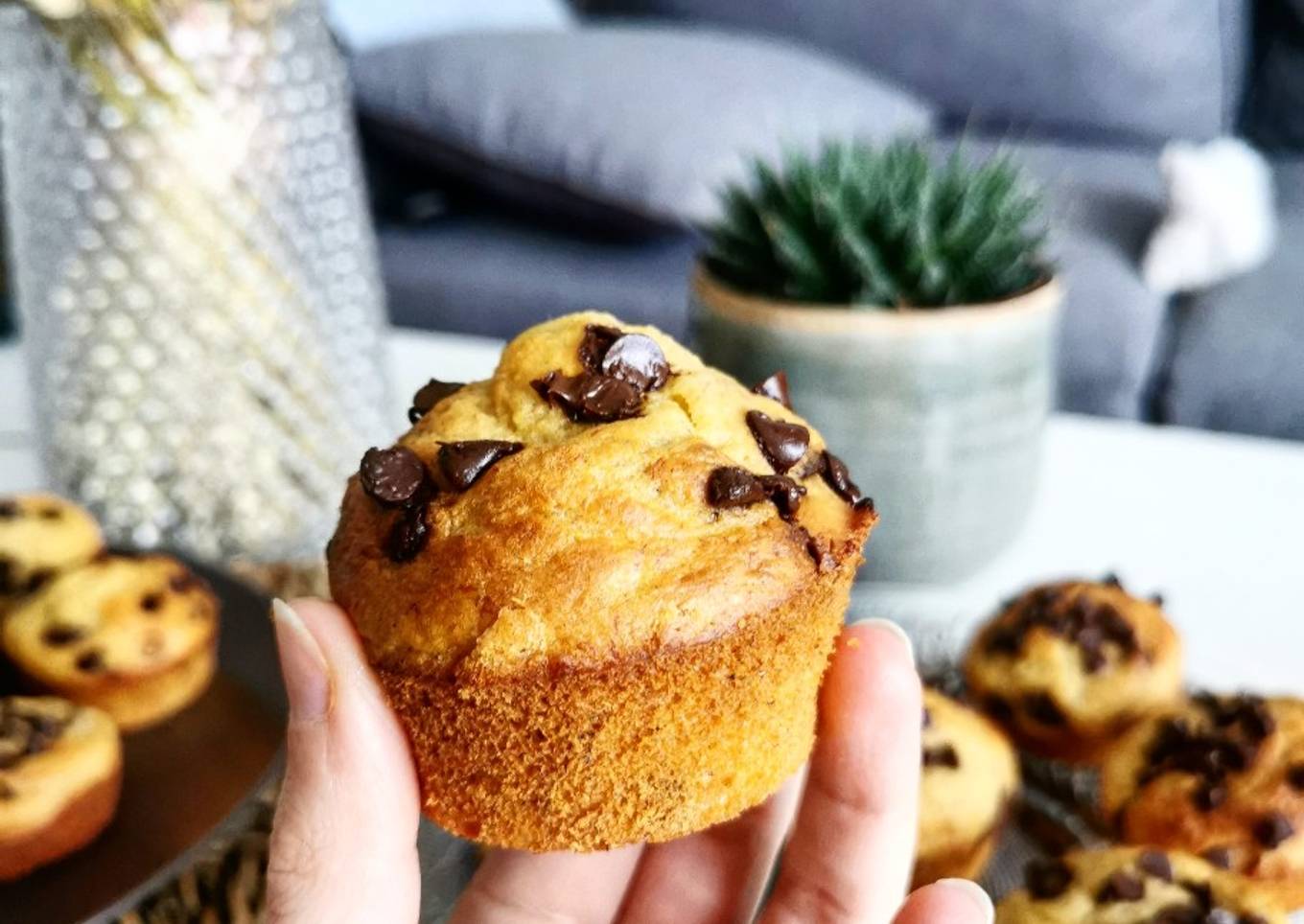 Muffin à la banane et pépites de chocolat