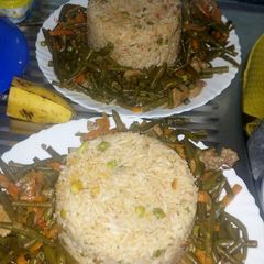 Pilau with French beans A picture of Pilau with French beans.