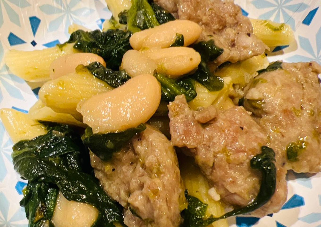 Recipe of Quick Penne with Spinach,Beans and Sweet Sausage