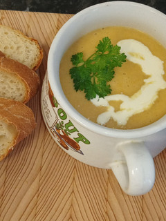 A picture of Parsnip and carrot soup.