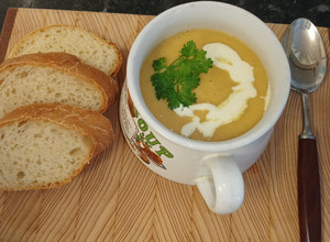 A picture of Parsnip and carrot soup.