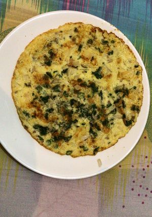 A picture of Egg Omelette PIzza.